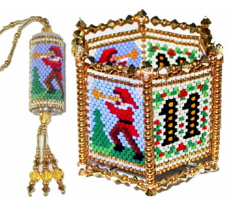 Eleven Pipers Piping #11 in the 12 Days votive bead tube ornament series