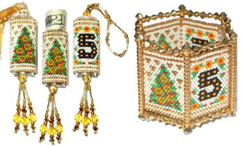 Five Golden Rings #5 in the 12 days votive bead tube ornament series