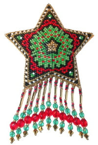 Holiday Ribbon Wreath Fringed Star