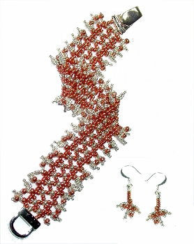 B12SP Netting leafy edge Bracelet & Earrings