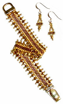 B13JA Peyote with picot edge Bracelet & Earrings