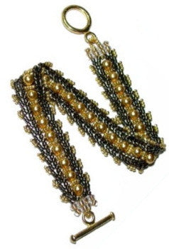 B Gold Pearl Herringbone Bracelet