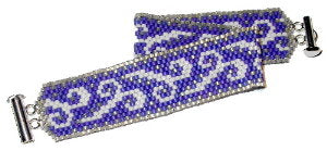 BP Swirling White & Blue Peyote Bracelet
