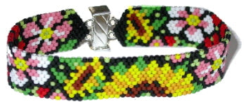 Sunflower Impatiens Peyote Bracelet