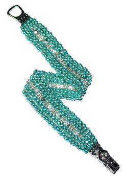 BPC21 Aqua Flat Herringbone Bracelet